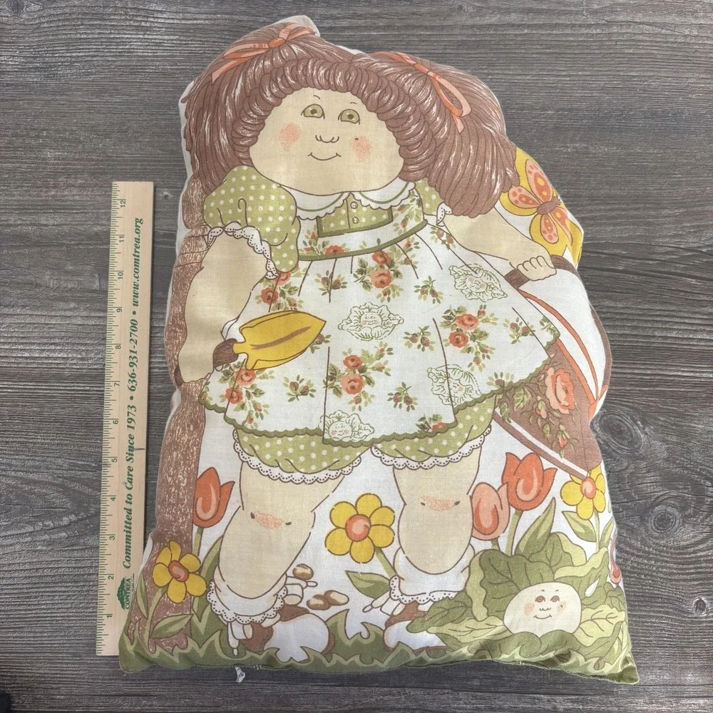 VTG Cabbage Patch Kids 18in Vintage Rag Cloth Doll Pillow Garden Dress Girl 80s
